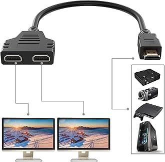HDMI Splitter Adapter,1080P HDMI Male to Dual HDMI Femal 1 to 2 Way HDMI Splitter Adapter Cable for HDTV HD, LED,LCD Monitor and Projectors, Support Two TVs at The Same Time
