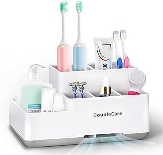 Toothbrush Holder with Anti-Slip, Bathroom Organizer Countertop Detachable for Easy Cleaning, Multifunctional Storage, Bathroom Caddy for Toothpaste, Shaver,Great for Home, Vanity Organizer, Office