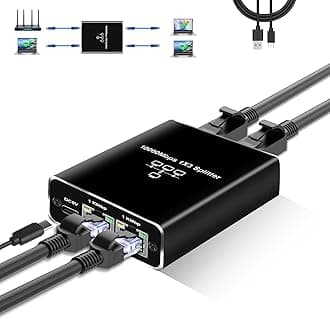 Gigabit Ethernet Splitter 1 to 3, NEWCARE 1000Mbps Ethernet Cable Splitte Extend Network(3 Devices Simultaneous Networking), Ethernet Splitter High Speed with USB Power Cable for Cat5/5e/6/7/8 Cable