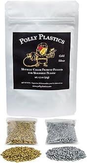 Polly Plastics Metallic Color Pellets for Moldable Plastic | Gold and Silver | Made in The USA