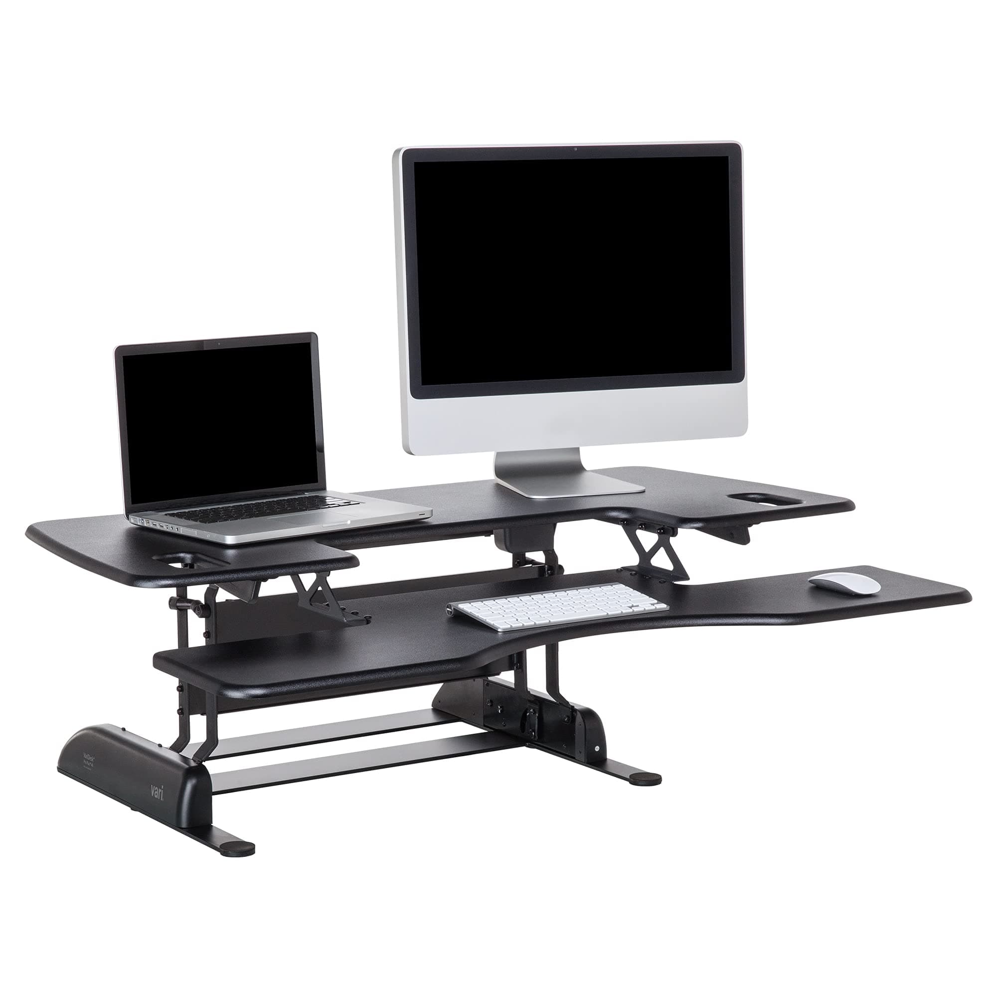 VARIDESK Vari - Pro Plus 48 - Two-Tier Standing Desk Converter for Dual Monitors - Sit to Stand Desk for Office with 11 Height Settings, Spring-Assisted Lift, Dual Handles - Fully Assembled, Black