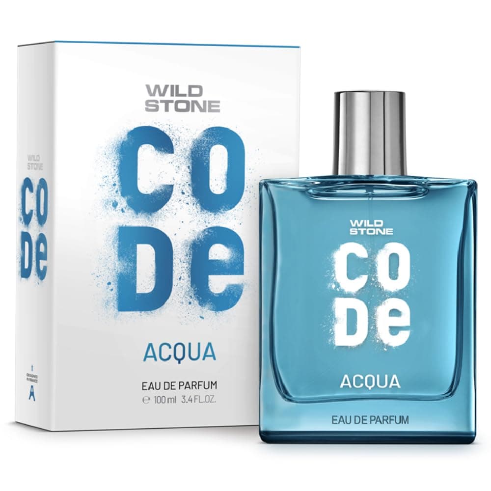 Wild Stone CODE Acqua Eau De Parfum For Men, 100ml Luxury Long Lasting Fragrance, Fresh, Sparkling & Energising Premium Perfume Spray