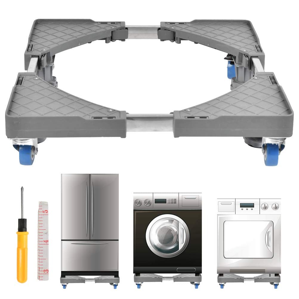 Washing Machine Base, Adjustable Trolley with 4 Locking Rubber Swivel Wheels, 500 kg Load, for Dryers, Cookers, Fridges, Freezers