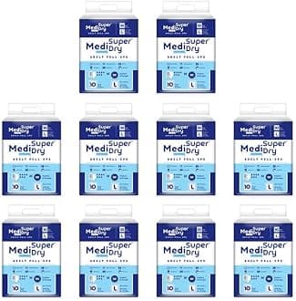 Adult Diaper Pants | Large (L) |Waist 101-152 cm (40-60 inches) |High Absorbency -10 Hrs |RashFree |Leakproof |Breathable |Odourless |Elastic Waist |For Men & Women |100 Units, Pack of 10