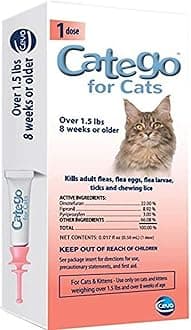 Catego for Cats Flea and Tick Treatment & Prevention (Over 1.5 lbs) 1-Month Supply