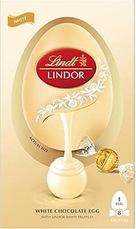 Lindor White Chocolate Easter Egg 260g – White Chocolate Truffles with a Smooth Melting Filling – Elegant Easter Chocolate Selection – Easter, gift