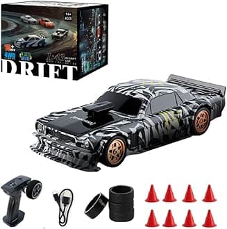 Mini RC Drift Car with Gyro, 4WD Electric Racing Car with Lights, High Speed RC Vehicle for Adults - RTR Version