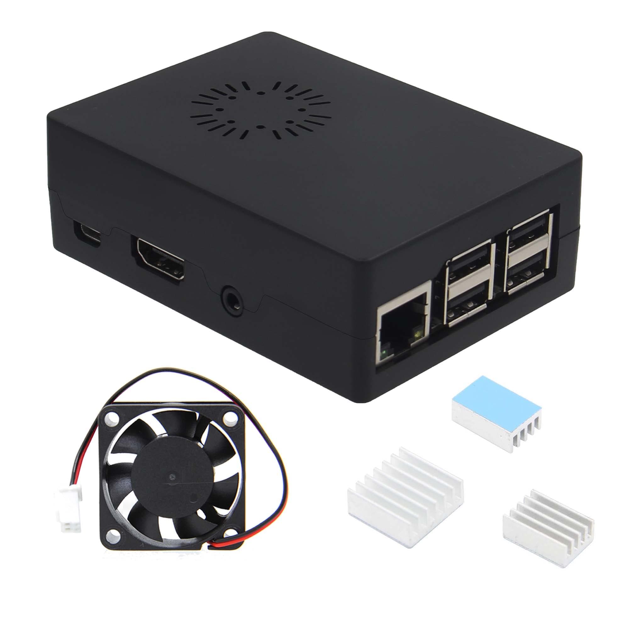 ABS Case with Heatsink & Fan for Raspberry Pi 3B+/3B/Libre Computer Board AMl-S905X-CC/ALL-H3-CC/ROC-RK3328-CC (Black)