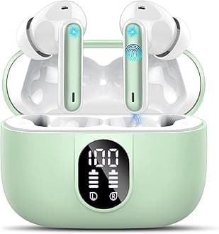 Wireless Earbuds, Bluetooth 5.3 Headphones In Ear with 4 ENC Noise Cancelling Mic, 2025 Mini Deep Bass Stereo Ear Buds, 40H Playtime Bluetooth Earphones, IP7 Waterproof Earbuds, Green