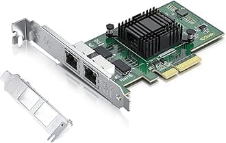 H!Fiber.com Gigabit Dual NIC with Intel 82576 Chip, 1Gb Network Card Compare to Intel E1G42ET NIC, 2 RJ45 Ports, PCI Express 2.0 X4, Ethernet Card with Low Profile for Windows/Windows Server/Linux