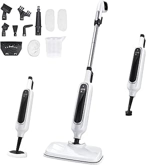 12-in-1 Steam Mop, Detachable Handheld Steam Cleaner for Home, 23FT Cord, 3 Steam Modes & LED Display, Steam Mops for Floor Cleaning, Bathroom, Windows, Sofas, Clothes, Tile Grout, Carpets, Furniture