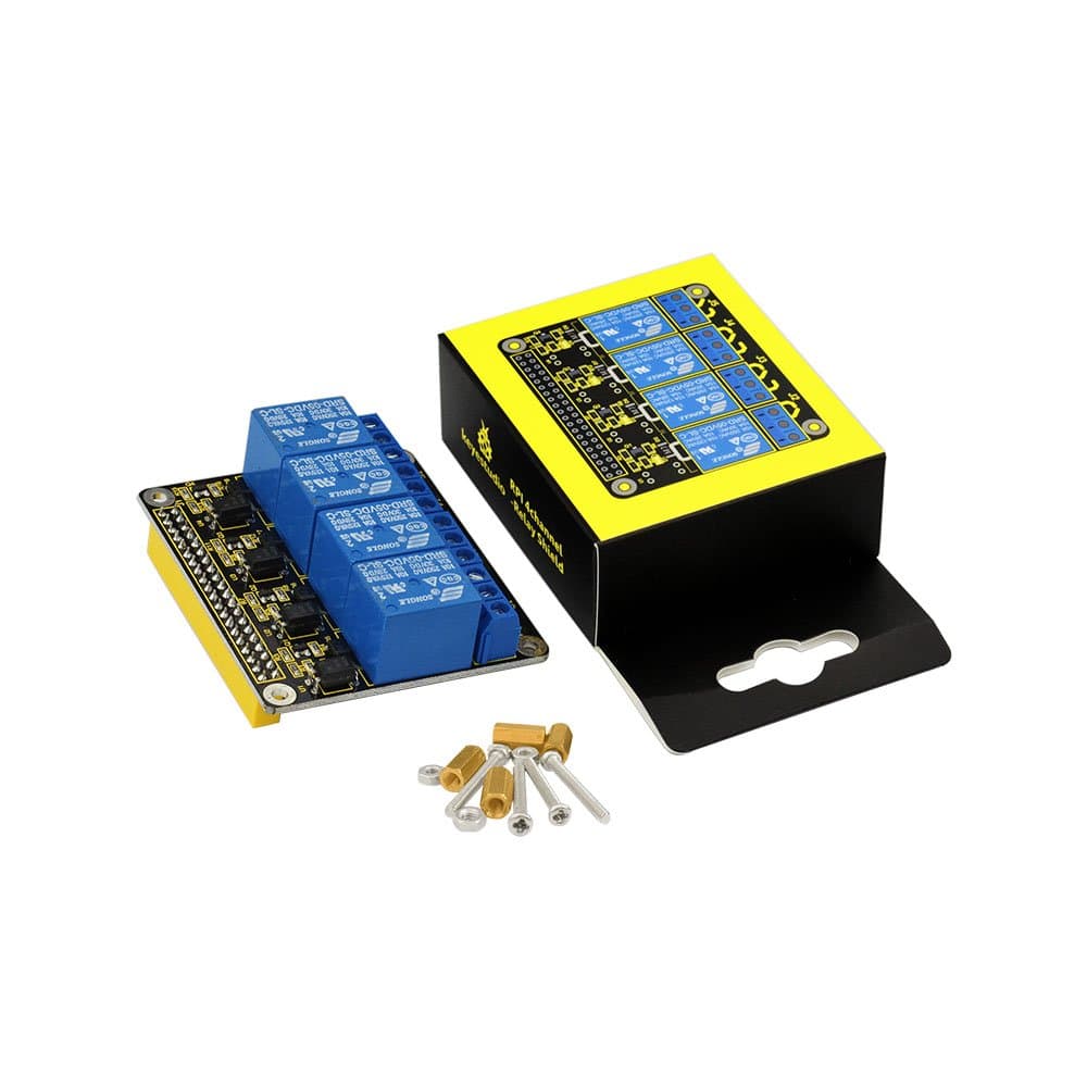 Raspberry Pi 4-Channel Relay Hat Shield Module 5V DCAC KEYESTUDIO Expansion Board for Raspberry Pi 4/A+/B+/Pi 2 Model B/Pi 3 Model B