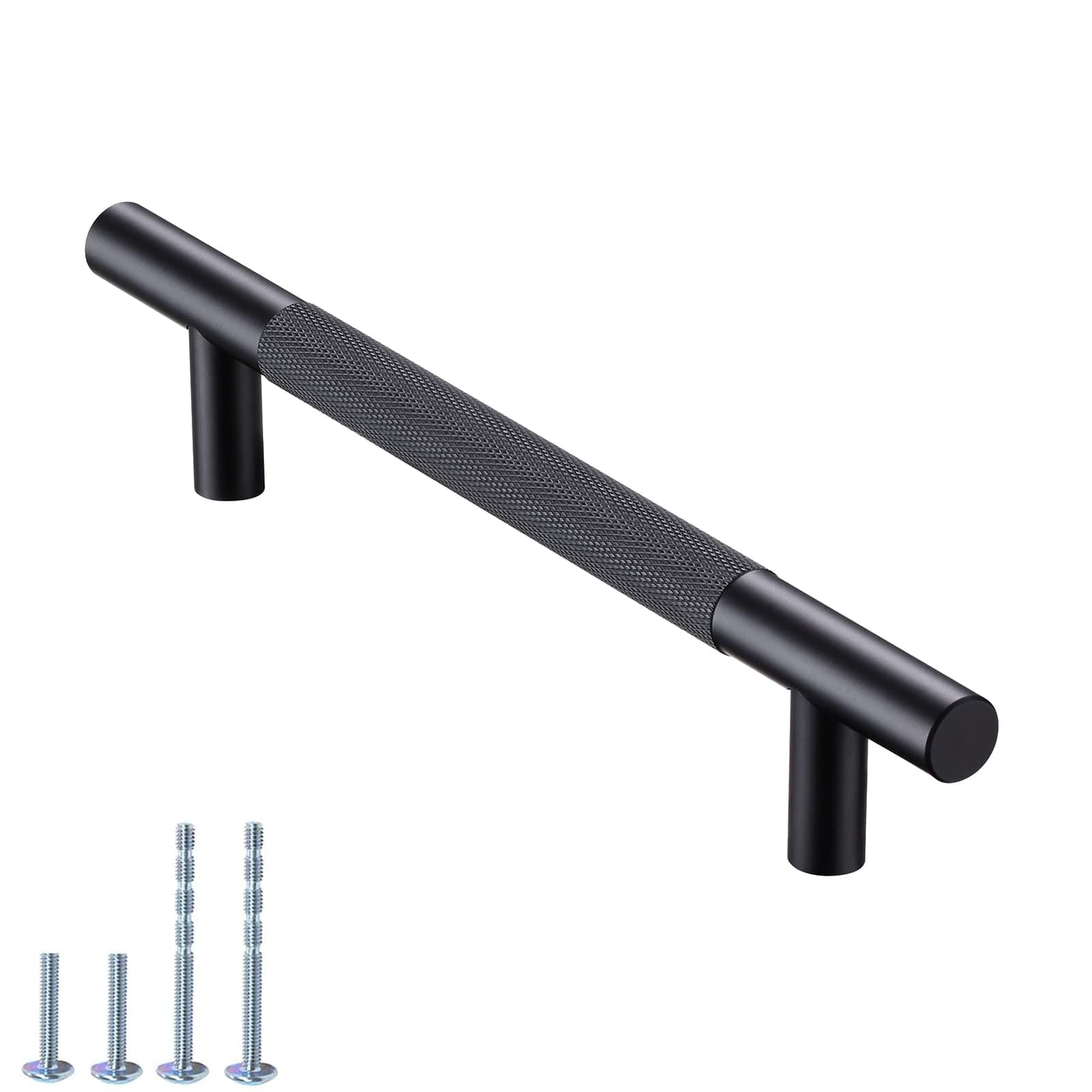 AITITAN10 Pack Matte Black Cabinet Pulls - 5.9 Inch (3.75 Inch Hole Centers) Knurled Cabinet Pull and Black Cabinet Handles for Dresser Drawers, Cupboard and Wardrobe