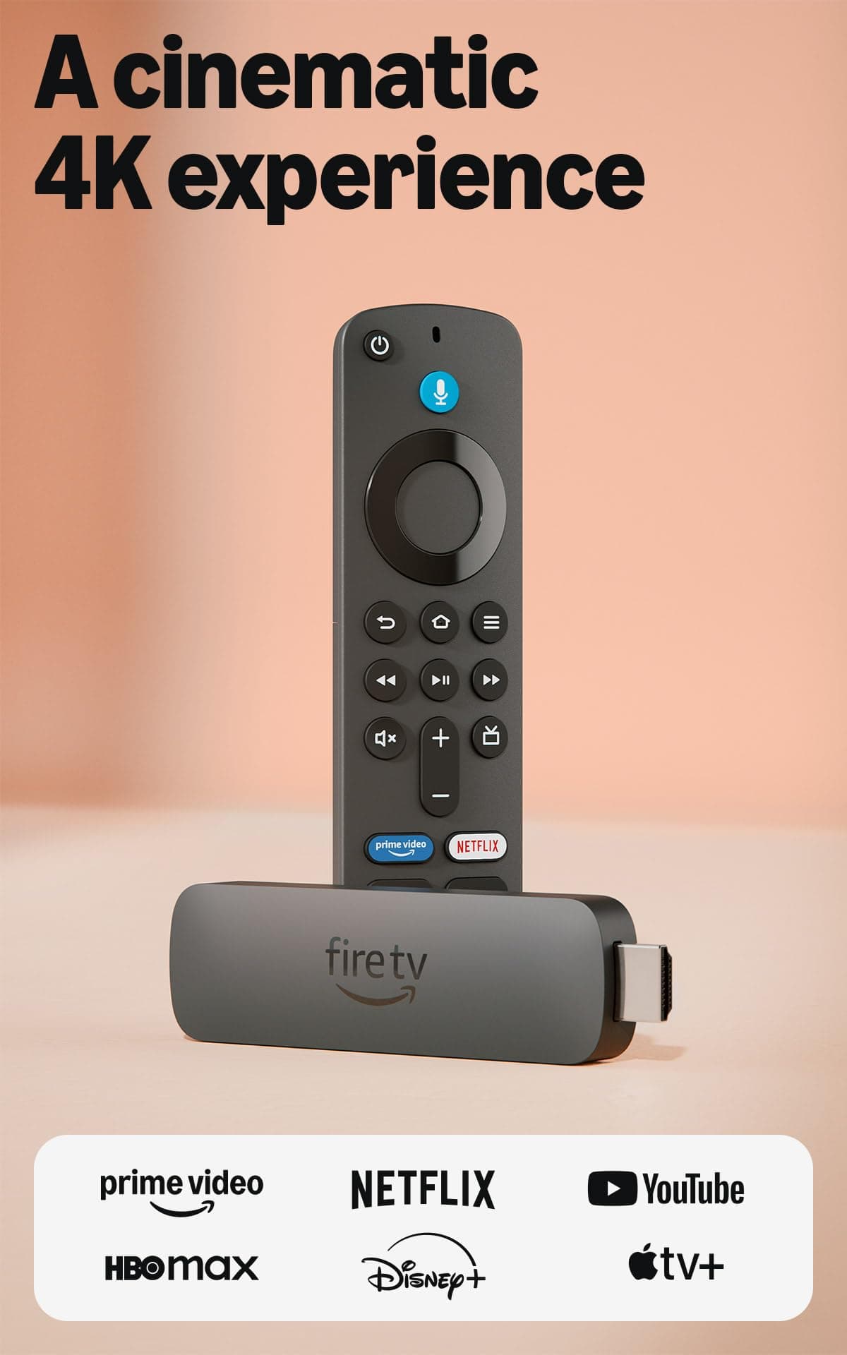 Amazon Fire TV Stick 4K (newest model) with AI-powered Fire TV Search, Wi-Fi 6, stream over 1.8 million movies and shows, free & live TV