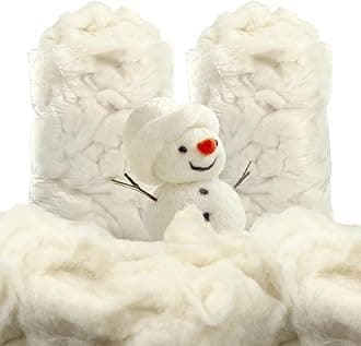 Newwiee Clean Wool Batting Stuffing for Stuffed Animals Roving Wool Felting Filler for Crafts Needle Cushions Pillow Knitted Stuffed Toys Animals Blending and Dryer Balls, Natural White(2.2 lb)