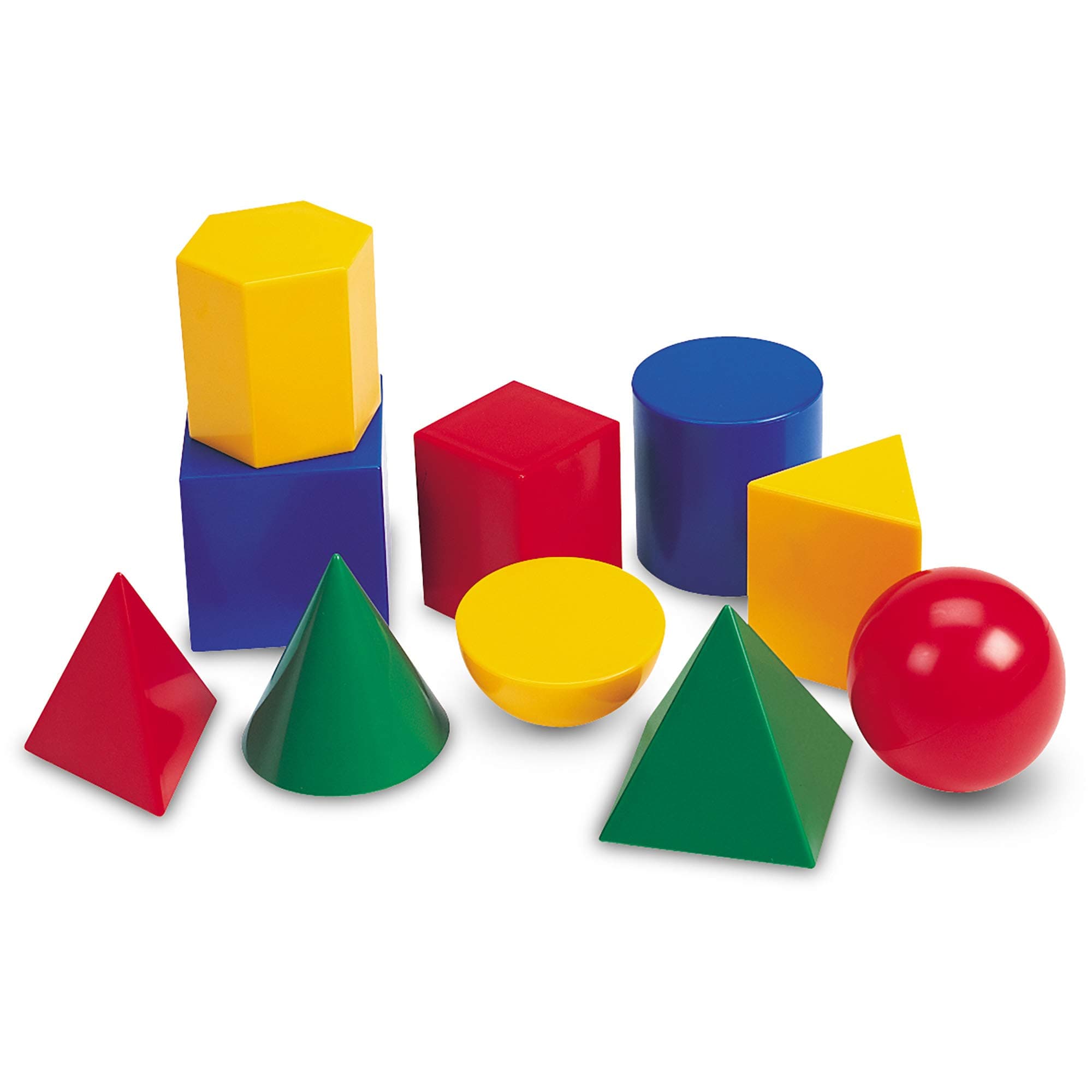Learning Resources LER0922 Math Teaching Material, 3D Shape Blocks, Plastic, Pack of 10