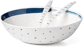 Lenox Blue Bay Melamine Salad Bowl with Servers, 1.45 LB, 0