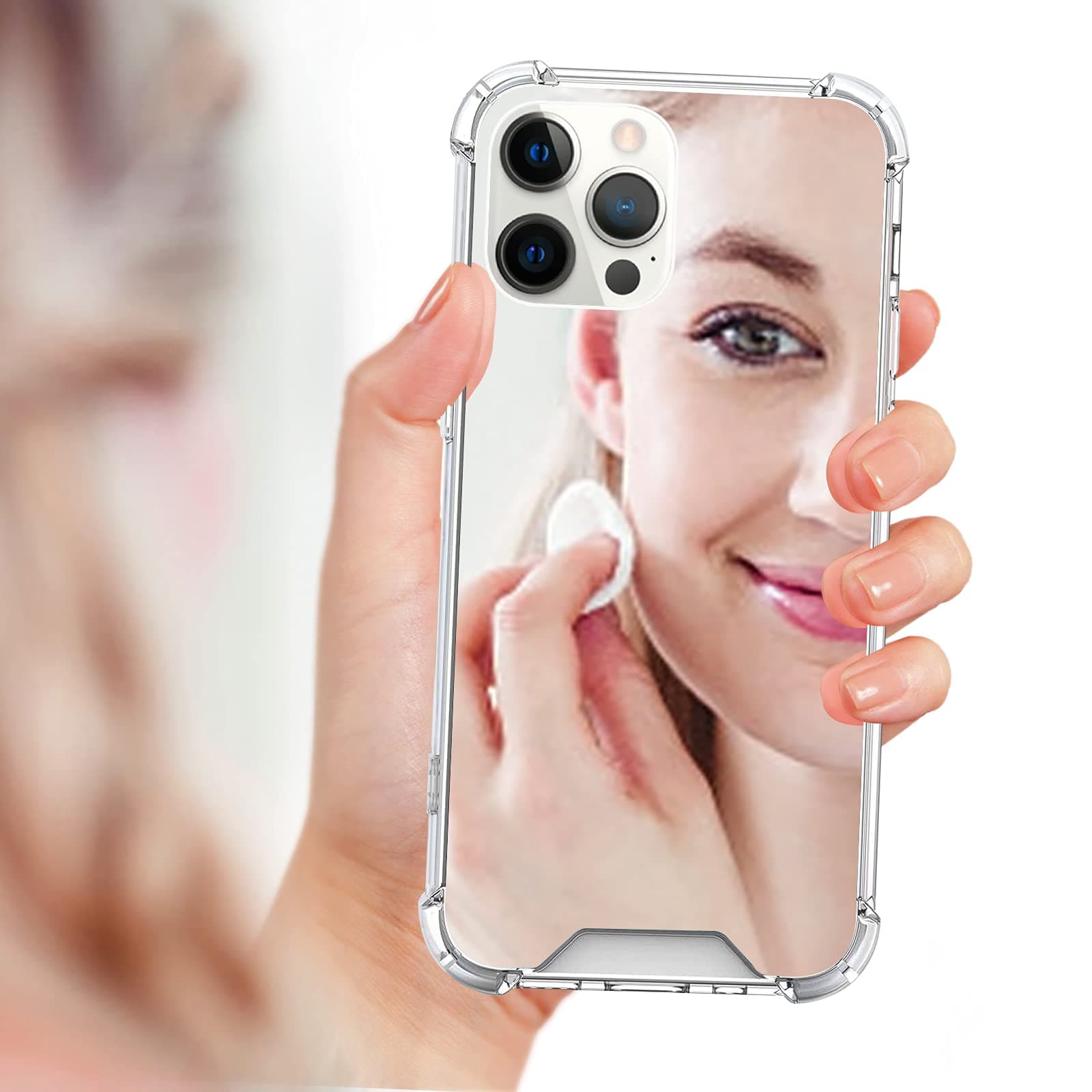 Compatible with iPhone 14 Pro Max Mirror Case Cute for Women Girls Silicone Bumper Slim Ultra Thin Case Corner Protection Case Shockproof Design Fashion Luxury Phone Case Silver