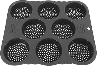 BROLEO Silicone Hamburger Pan, 8 Cavity Reusable Non-Stick Molds, Foldable Household Bread Maker for Buns, Dishwasher