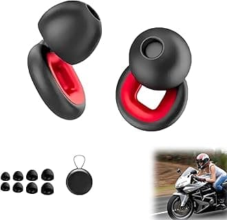 Motorcycle Ear Plugs, Ear Plugs for Sleeping Noise Cancelling, 27db Noise Reduction, Moto Earplugs for Motorcycles, Super Soft Reusable Silicone Earplugs for Sleep and Concerts (Black Red, One Size)