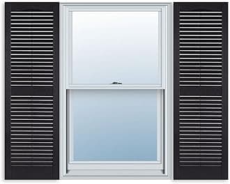 ExteriorSolutions.com JYXindzkj 15 Inch x 71 Inch Standard Louver Exterior Vinyl Window Shutters, Black (Pair)