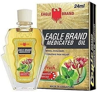 3 Packs - Twin Yellow Eagle Essentail Medicated Oil - Sau Chai Dau Con O Vang - 24mL per Bottle with 6 Bottles per Order - Made in Singapore