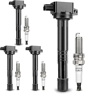 UF602 Ignition Coil & 97390 Double Iridium Spark Plug for 2.4L Honda 08-12 Accord,10-14 CR-V,12-15 Civic,12-15 Crosstour/13-15 Acura ILX Relapces# 5C1719,C1662,30520-R40-007