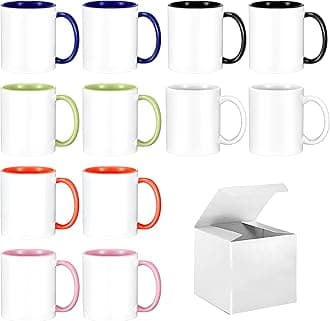TANGLONG Sublimation Mugs 11 oz Set of 12 Sublimation Blank with Box Bulk Coffee Mugs Coffee Cups Tazas Para Sublimar 6 Assorted Colors