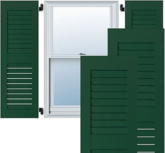 Ekena Millwork RWL15X036CGM Exterior Real Wood Sapele Mahogany Louvered Shutters (Per Pair), Chrome Green, 15"W x 36"H