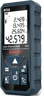 Laser Measuring Tool 165ft, DTAPE Laser Measure, High Accuracy Digital Laser Tape Measure, Portable Laser Distance Meter, Backlit LCD Display, in/Ft/Ft+in/M Units, Distance/Area/Volume/Pythagorean