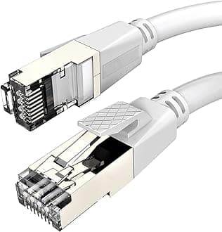 FEDUS Cat7 Ethernet Laptop Cable,25M 82 Feet Pure Bare Copper Double Shielded Outdoor & Indoor Lan Wire Heavy Duty High Speed Solid 24 AWG Network Cable 10Gbps,600Mhz,Weatherproof S/FTP UV Resistant