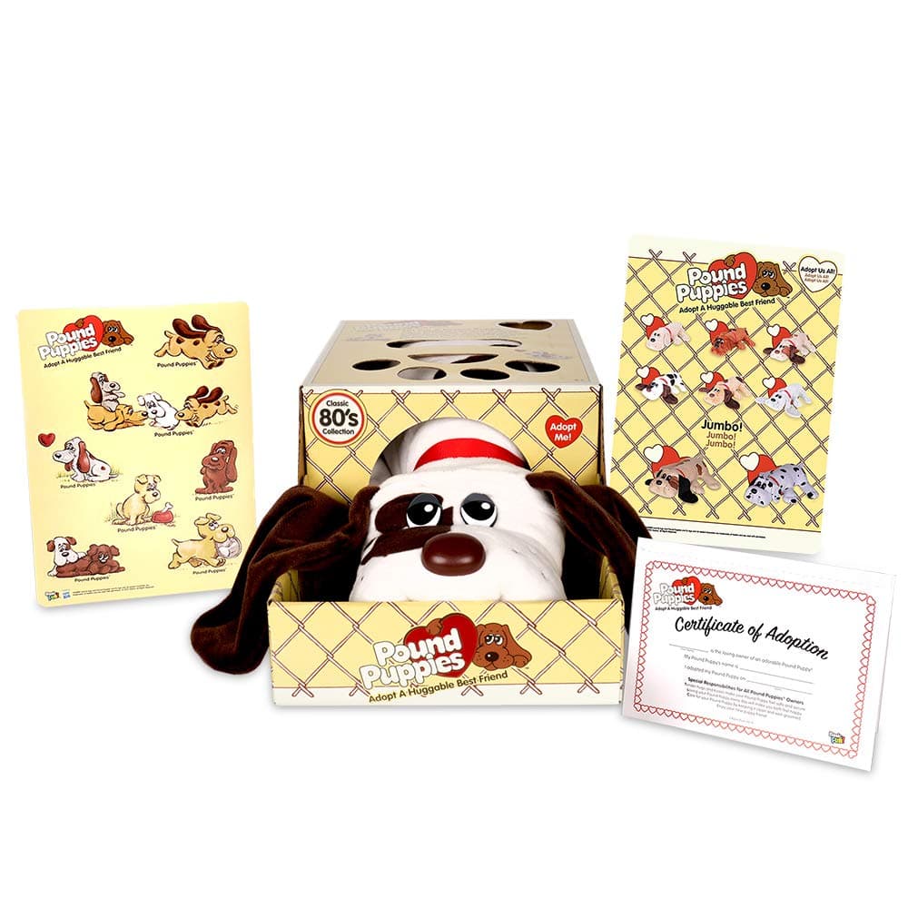 Basic FunPound Puppies Classic Stuffed Animal Plush Toy - Great Gift for Girls & Boys - 17" - White with Brown Spots