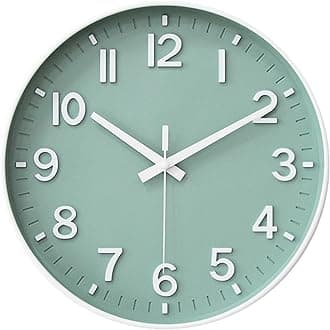 HZDHCLH Wall Clocks Battery Operated,Wall Clock Green,12 inch Wall Clock Silent Non Ticking Modern 3D Numbers for Kitchen Bedroom Living Room Office Classroom Decor