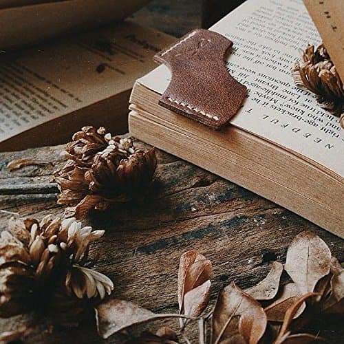 Camel Leather Bookmark - handstitched