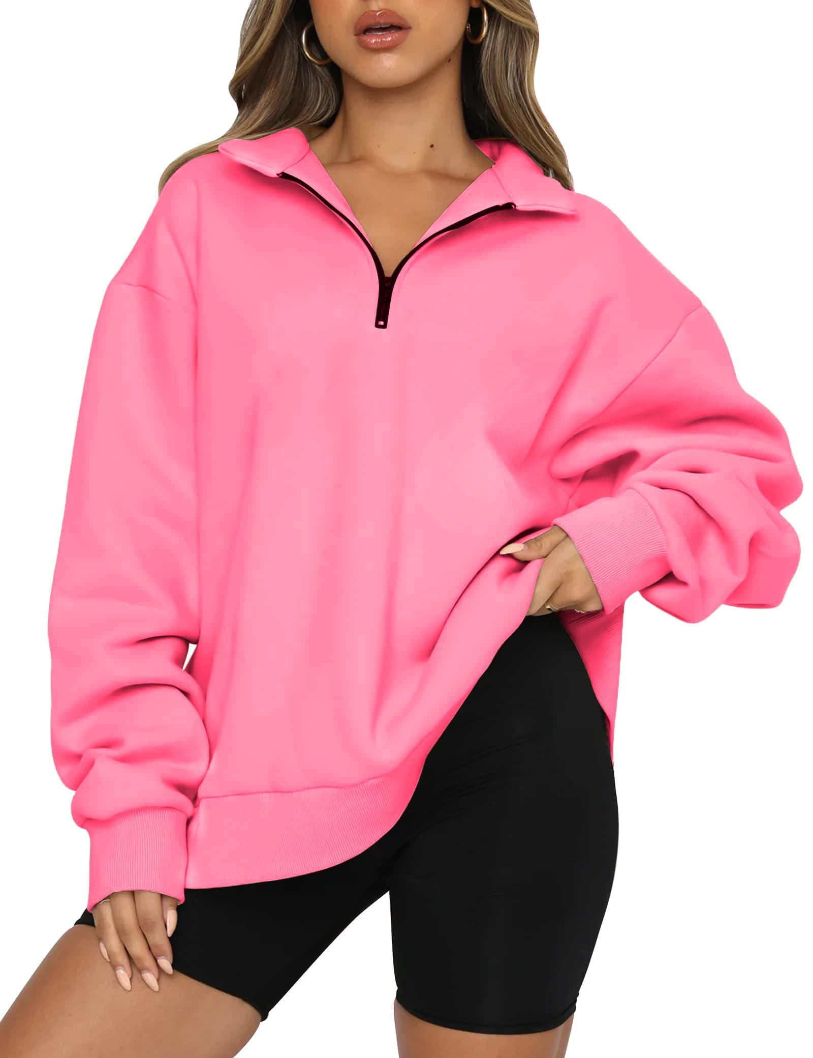 Womens Warm Basic Sweatshirt with Pockets Lapel Half Zip Up Casual Pullover Tops for Leggings S-XL