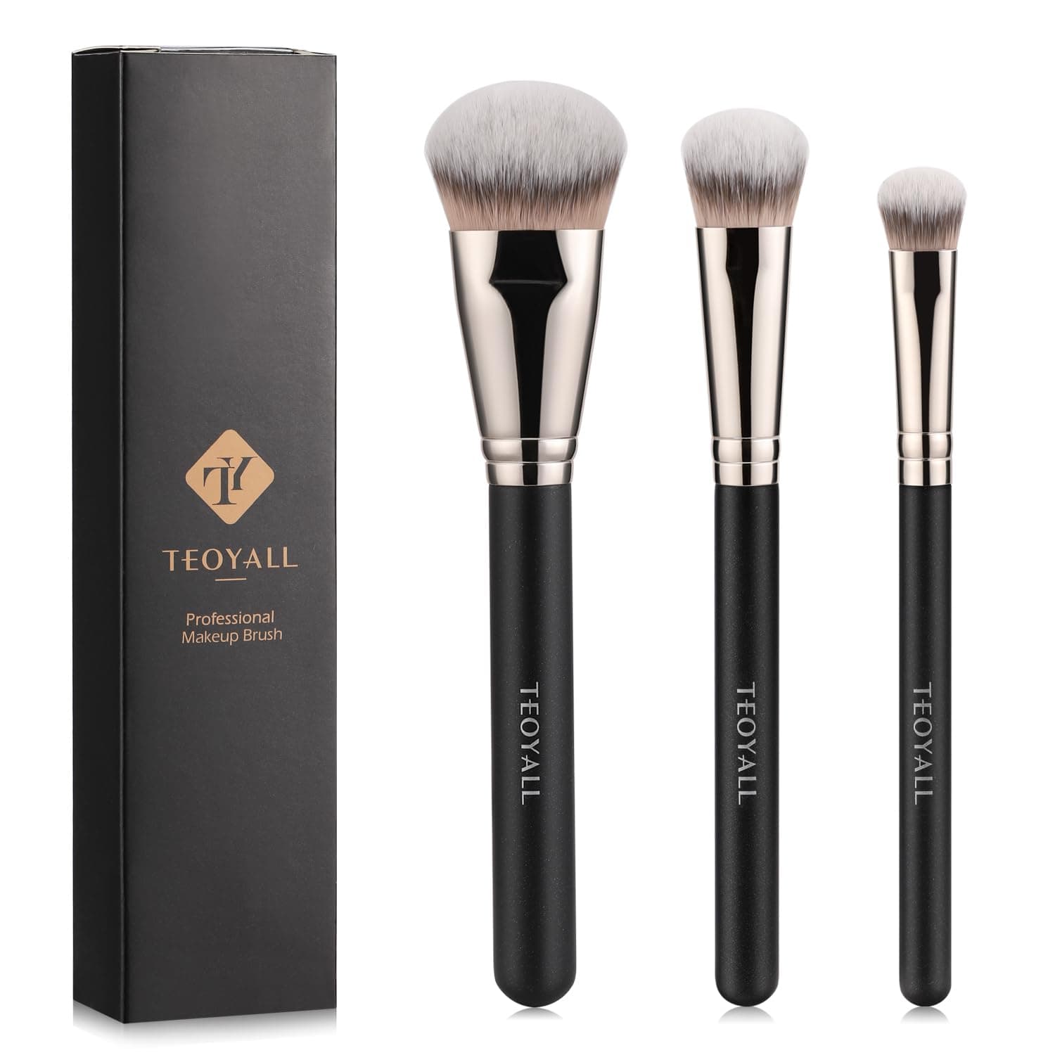 Flat Angled Brushes, Flawless Foundation Brush Under Eye Concealer Brush Bronzer Brush with Liquid Cream Powder