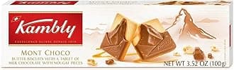 Mont Choco Biscuits, 3.5 oz | Butter Biscuits with a Tablet of Milk Chocolate with Nougat Pieces | Product of Switzerland