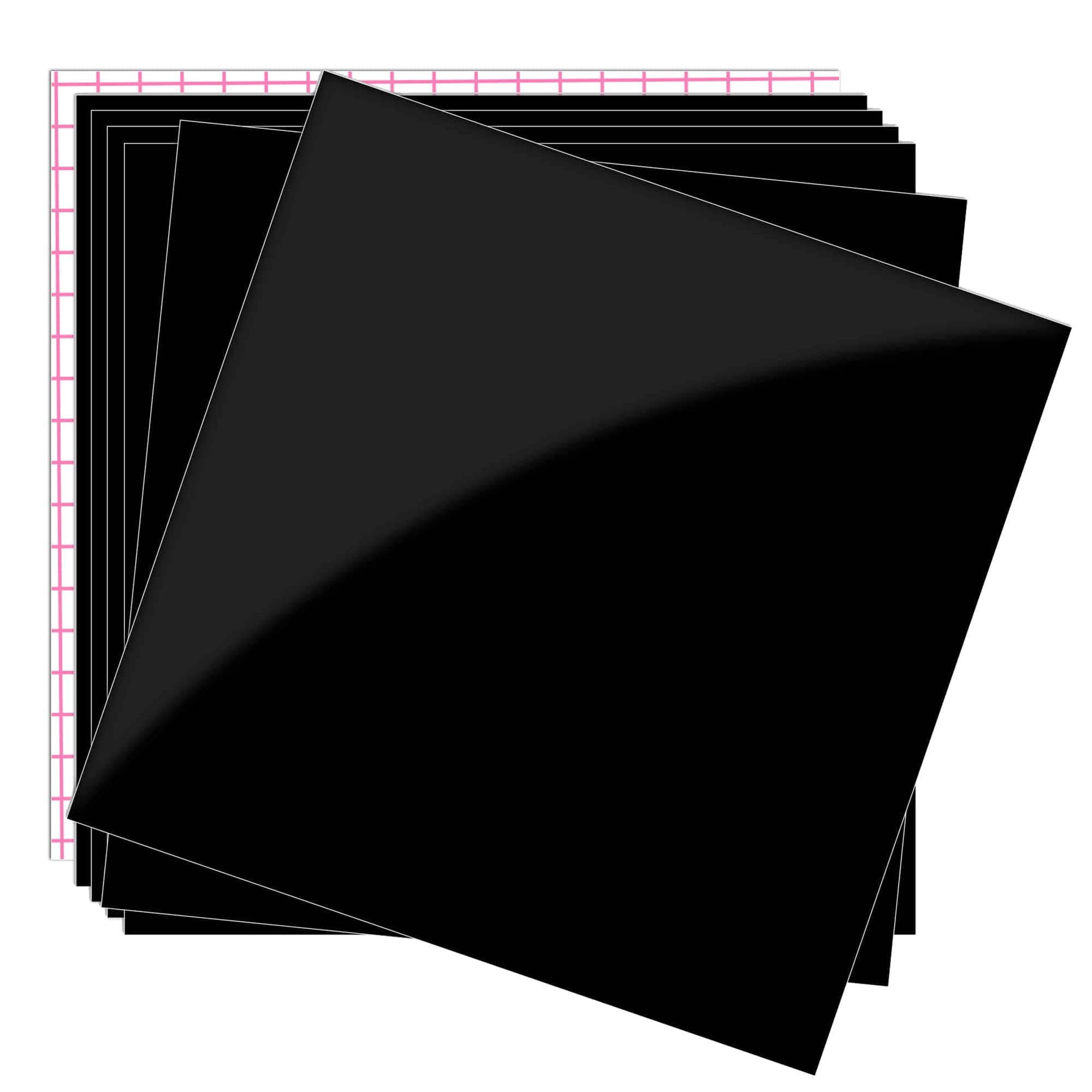 Pack Glossy Black Permanent Vinyl, 12" x 12" Sheets & Transfer Tape for All Cutting Machines, Craft, Wood, Mugs, Tumblers
