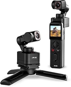 IZI IRIS Pocket 4K Video Camera 1/1.3" CMOS, 3-Axis Gimbal Stabilizer, Detachable Dual Display, 160mins Battery, 512GB Support, AI Tracking, Handheld Vlogging Camera, Photography, YouTube, Instagram