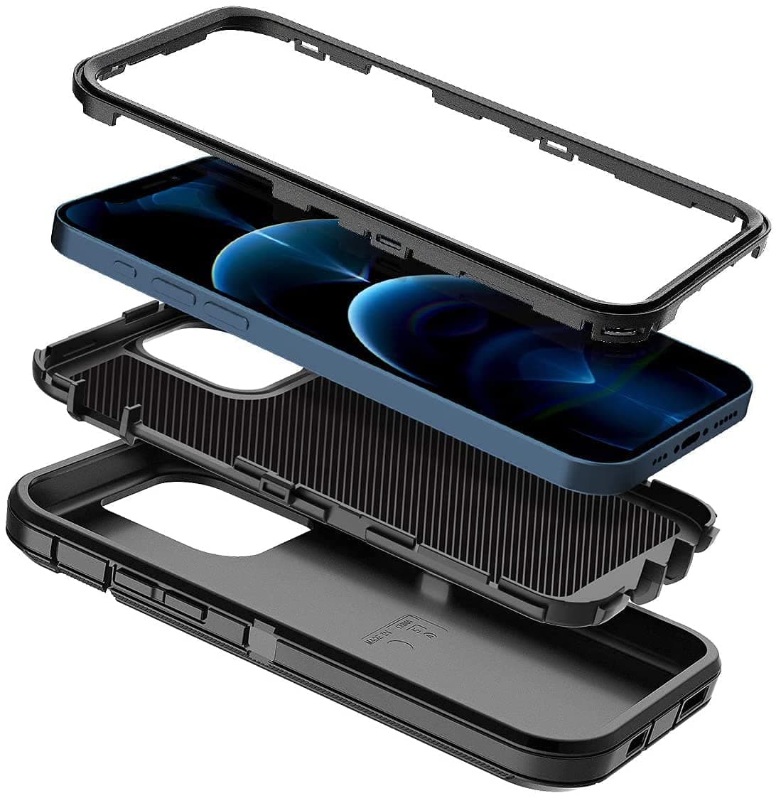 CUBIX Plastic Black 360 Degree Case Protects Front and Back Defender Series Case for Apple iPhone 13 Pro Max