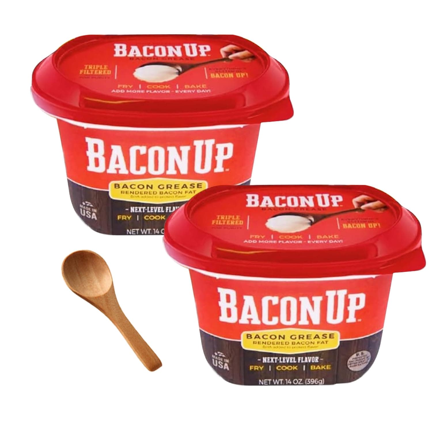Bacon Up Bacon Grease for Cooking - 14 Ounce (2-pack) with spoon