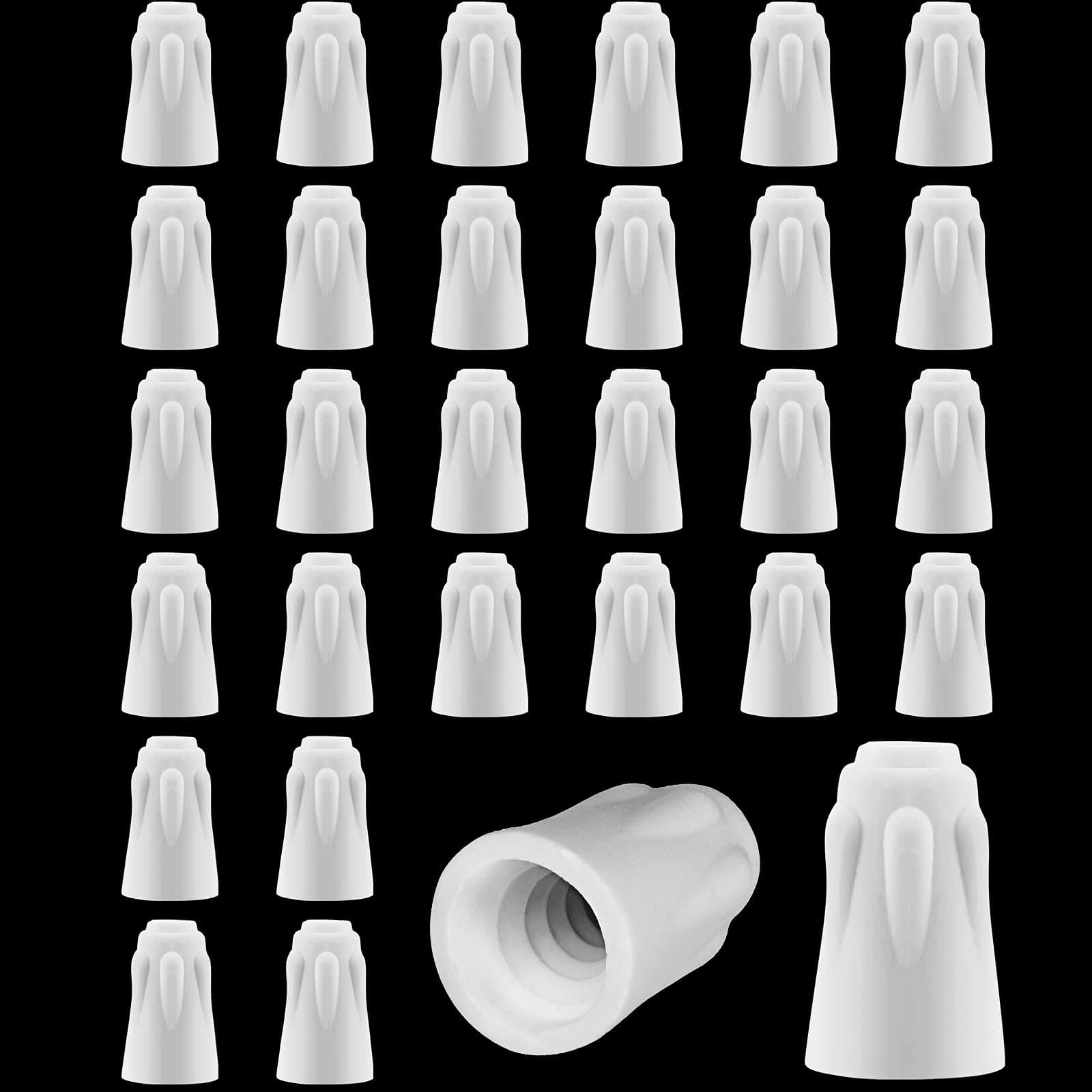 Zonon 36 Pcs Ceramic Wire Connector White Ceramic Nuts 18-8 AWG High Temperature Wire Connectors Porcelain Connector Twist Caps for High Temperature Repairs(Small)