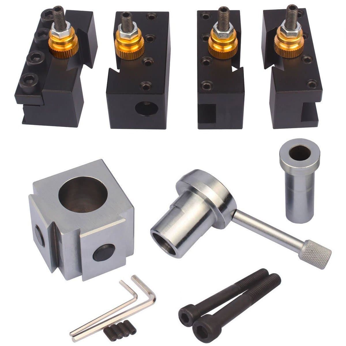 Dutiger Mini Lathe Quick Change Tool Post & Holders, Quick Change Tool Post Multifid Tool Holder Kit Set for Table