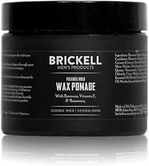Brickell Men's Products Flexible Hold Wax Pomade for Men, Natural and Organic Irritation Free Natural Shine Hair Styling Product, 2 Ounce, Scented | for Men, Irritation Free, Natural Shine, Hair Styling Product