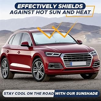 EcoNour Car Windshield Sun Shade | Reflector Sunshade Offers Ultimate Protection for Car Interior | Cool Car Reflective Sun Blocker Fits Small Sedans, Mini SUVs, & Hatchbacks | Medium (64x32 inches)