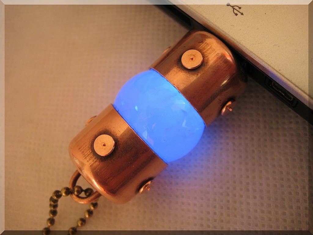 Handmade 64GB USB 3.0 Blue Quartz Crystal USB Flash Drive. Steampunk Style