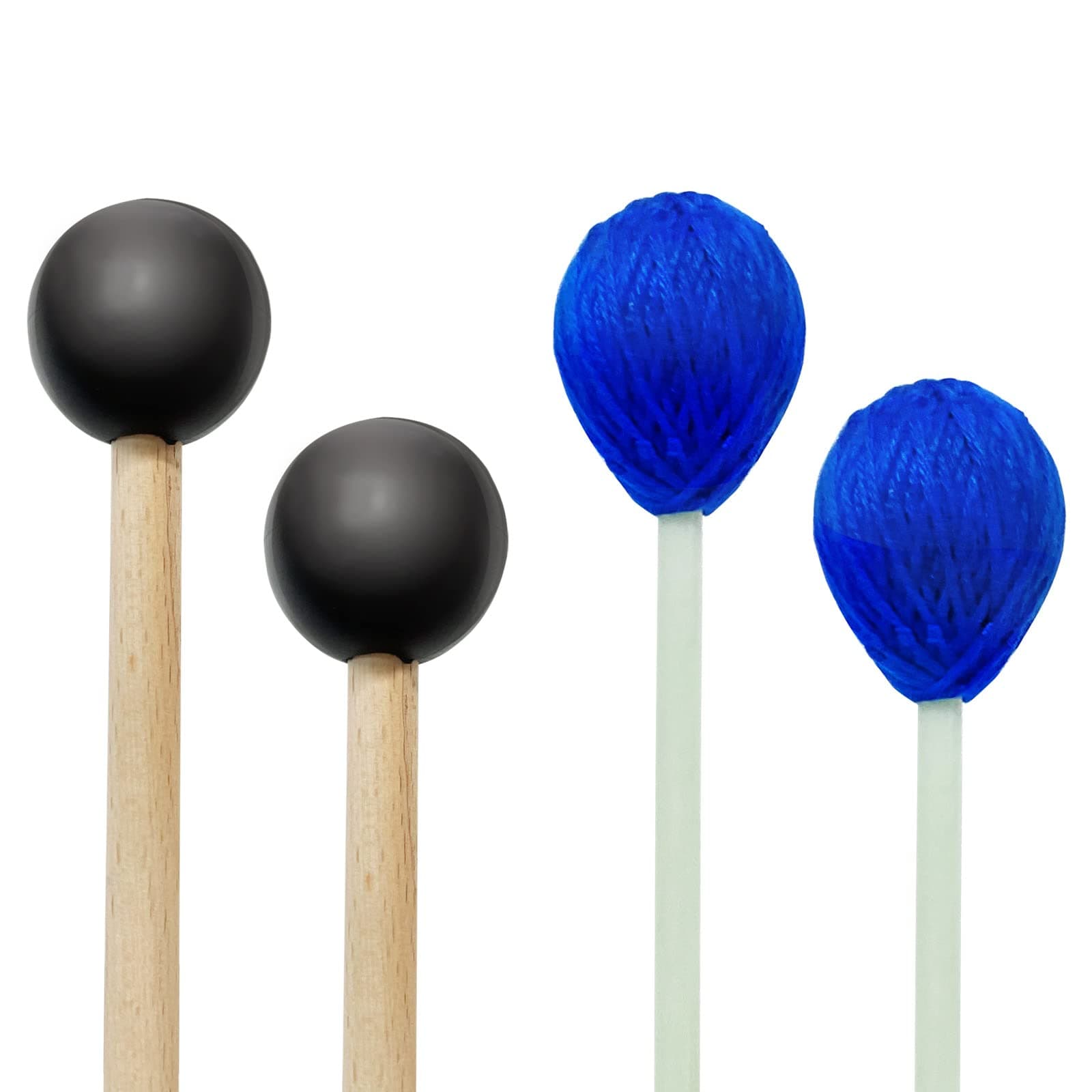 Drum Mallets,2 Pairs Rubber and Yarn Marimba Mallets Percussion instrument Accessories for Steel Drum, Bass, Cymbals, Glockenspiel, Xylophone Mallets for Beginners