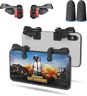 IFYOO Mobile Game Trigger, Compatible with PUBG/Fortnite/Call of Duty Mobile, Z108 Aim & Fire Triggers for iPhone and Android, 1 Pair with 2 pcs Finger Sleeves