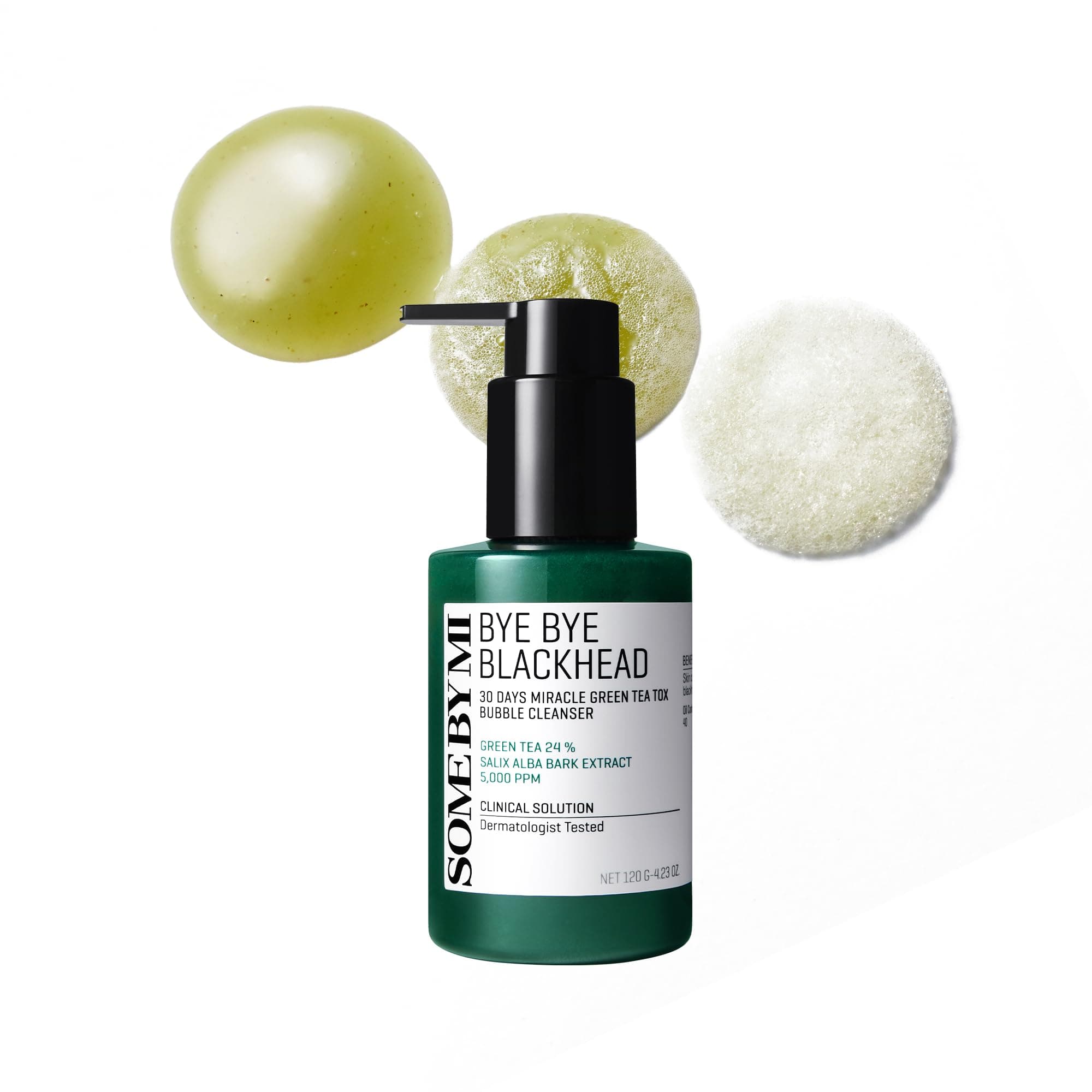 SOME BY MI Bye Bye Blackhead 30 Days Miracle Green Tea Tox Bubble Cleanser – 4.23oz, 120g – Korean Face Wash & Bubble Face Mask – Daily Blackhead-Removing Pore Minimizer for Face – Korean Skin Care