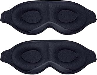 THMINS 2 Pack Sleep Eye Mask for Men Women, 3D Contoured Cup Sleeping Mask & Blindfold, Concave Molded Night Sleep Mask, Block Out Light, Soft Comfort Eye Shade Cover for Travel Yoga Nap, Black…